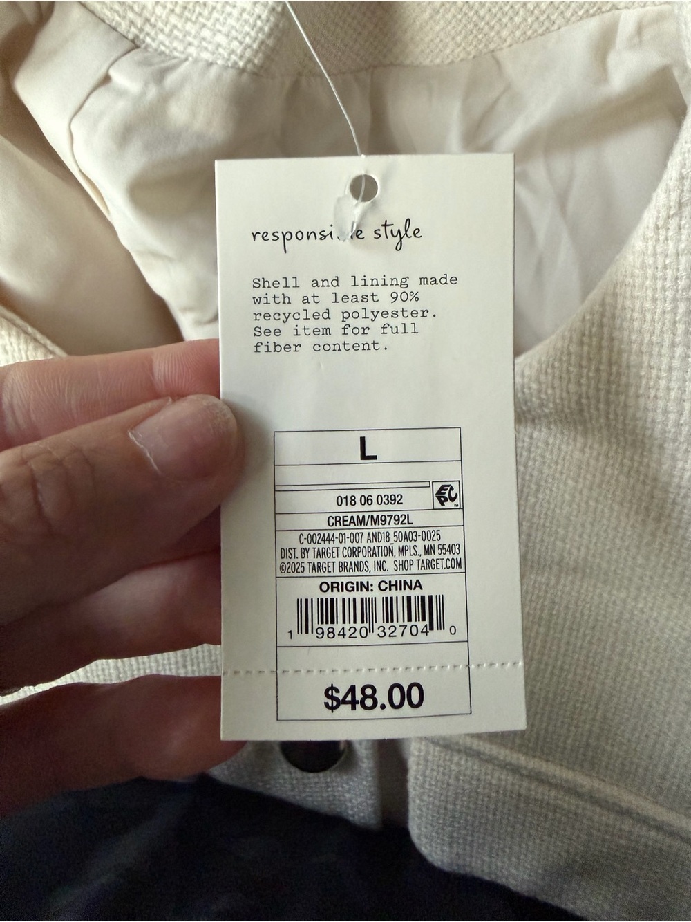 NWT A New Day Cream Textured Cropped Jacket Gold Button Blazer Large - Picture 6 of 8